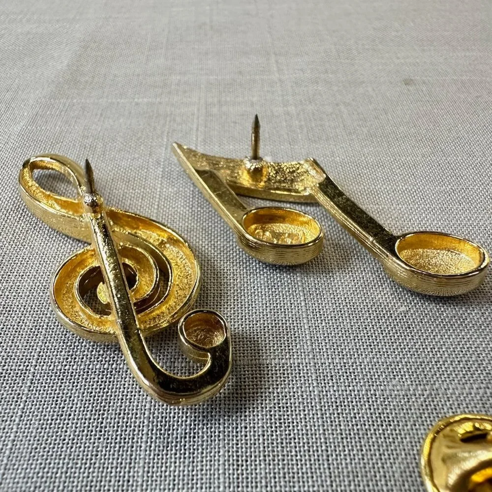 Vintage JJ Gold Tone Music Pins - Picture 5 of 11